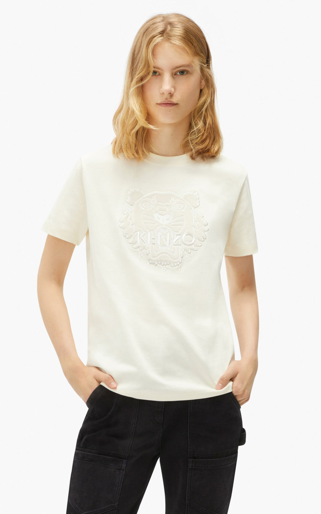 Kenzo The Kışlık Capsule loose fit tiger Tişört Bayan Beyaz | 2389-OVUGS